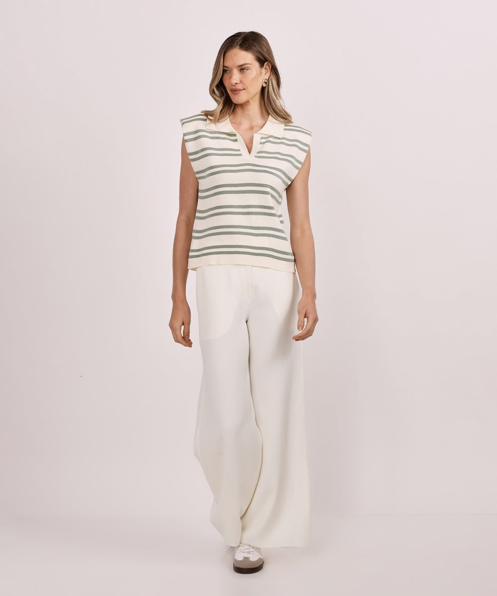BLUSA TRICOT FIJI LISTRA VERDE