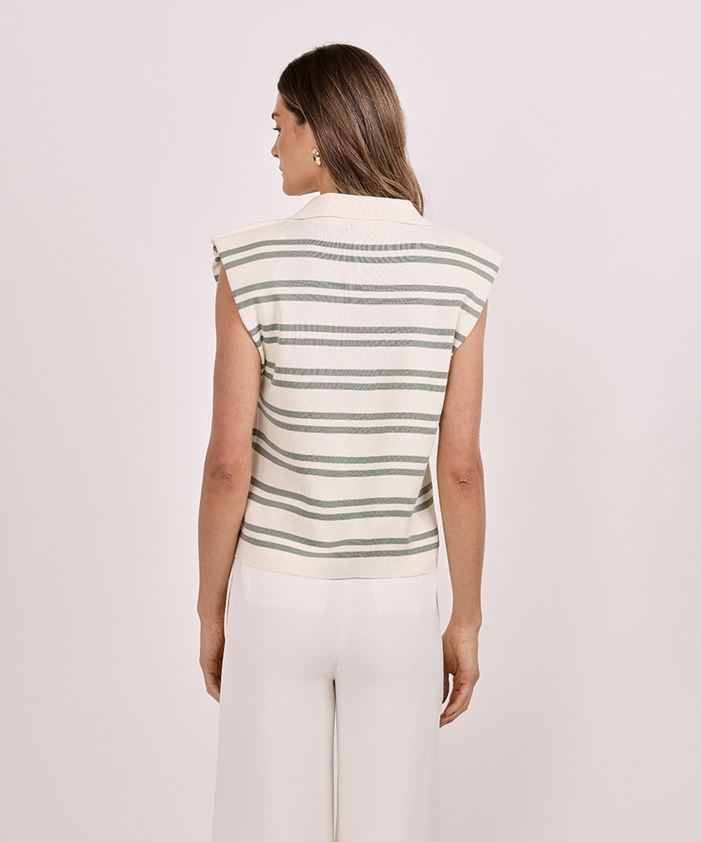BLUSA TRICOT FIJI LISTRA VERDE