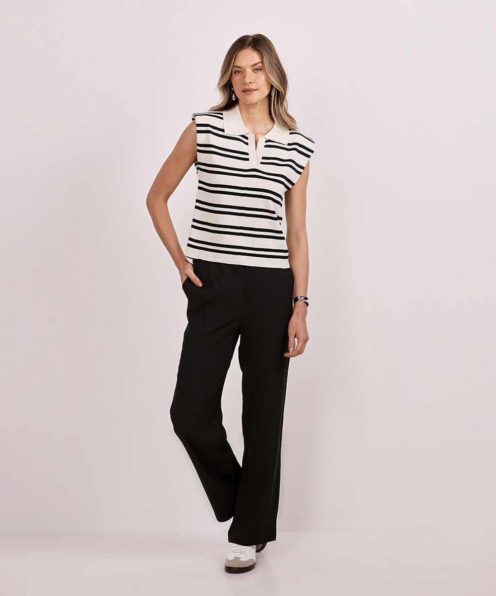 BLUSA TRICOT FIJI LISTRAS AZUL
