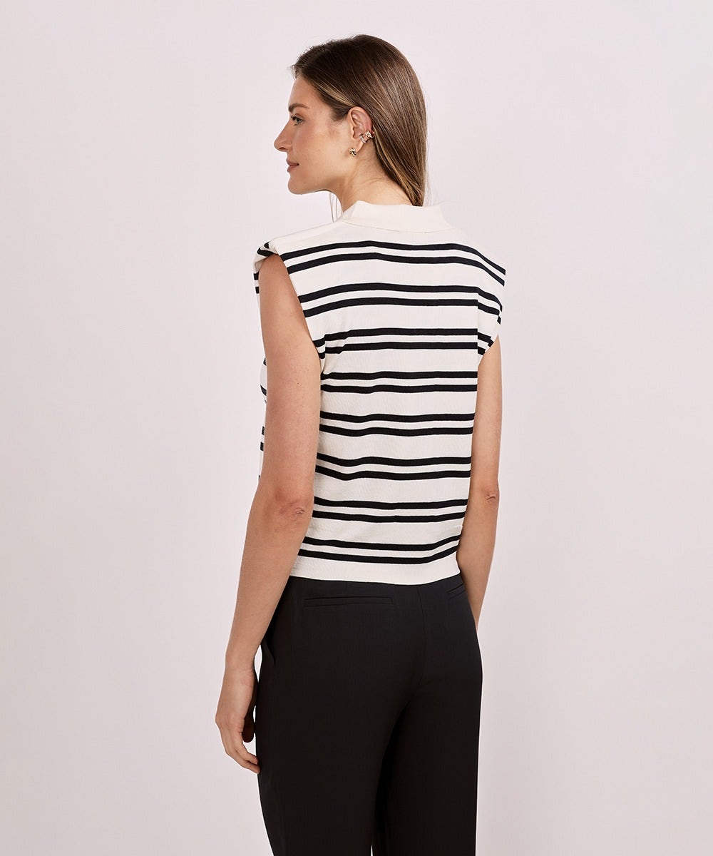 BLUSA TRICOT FIJI LISTRAS AZUL