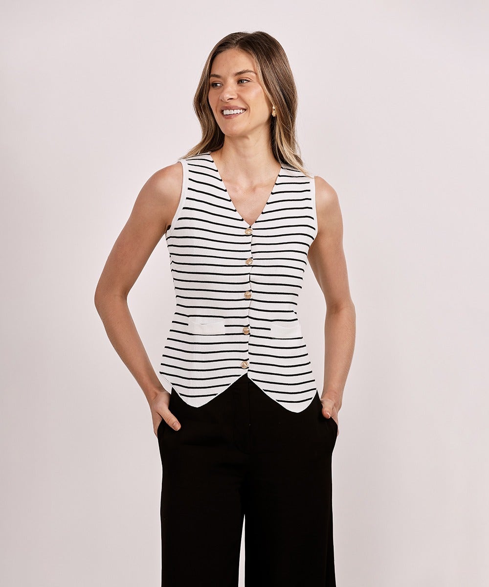 COLETE TRICOT MARTINHO LISTRAS BRANCO