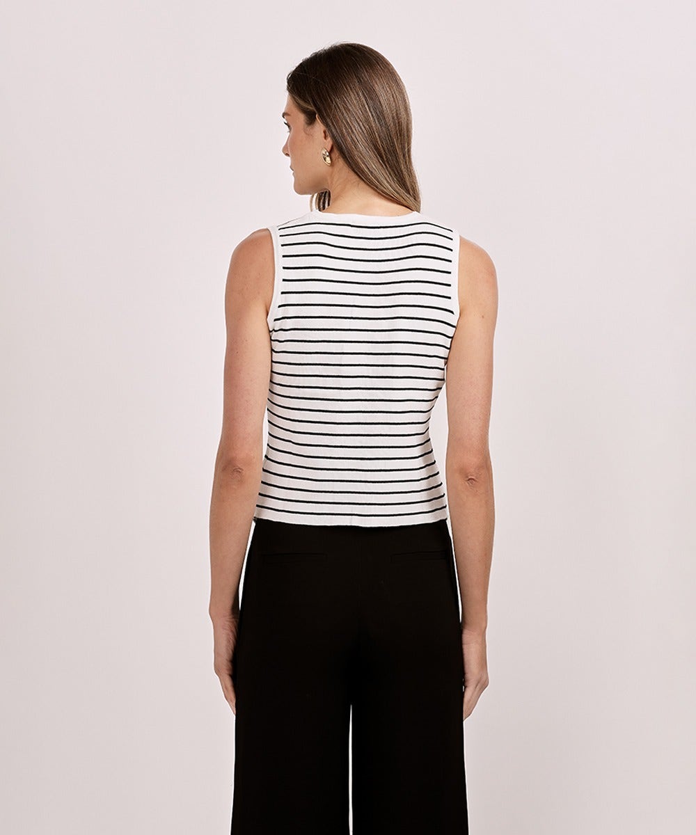 COLETE TRICOT MARTINHO LISTRAS BRANCO