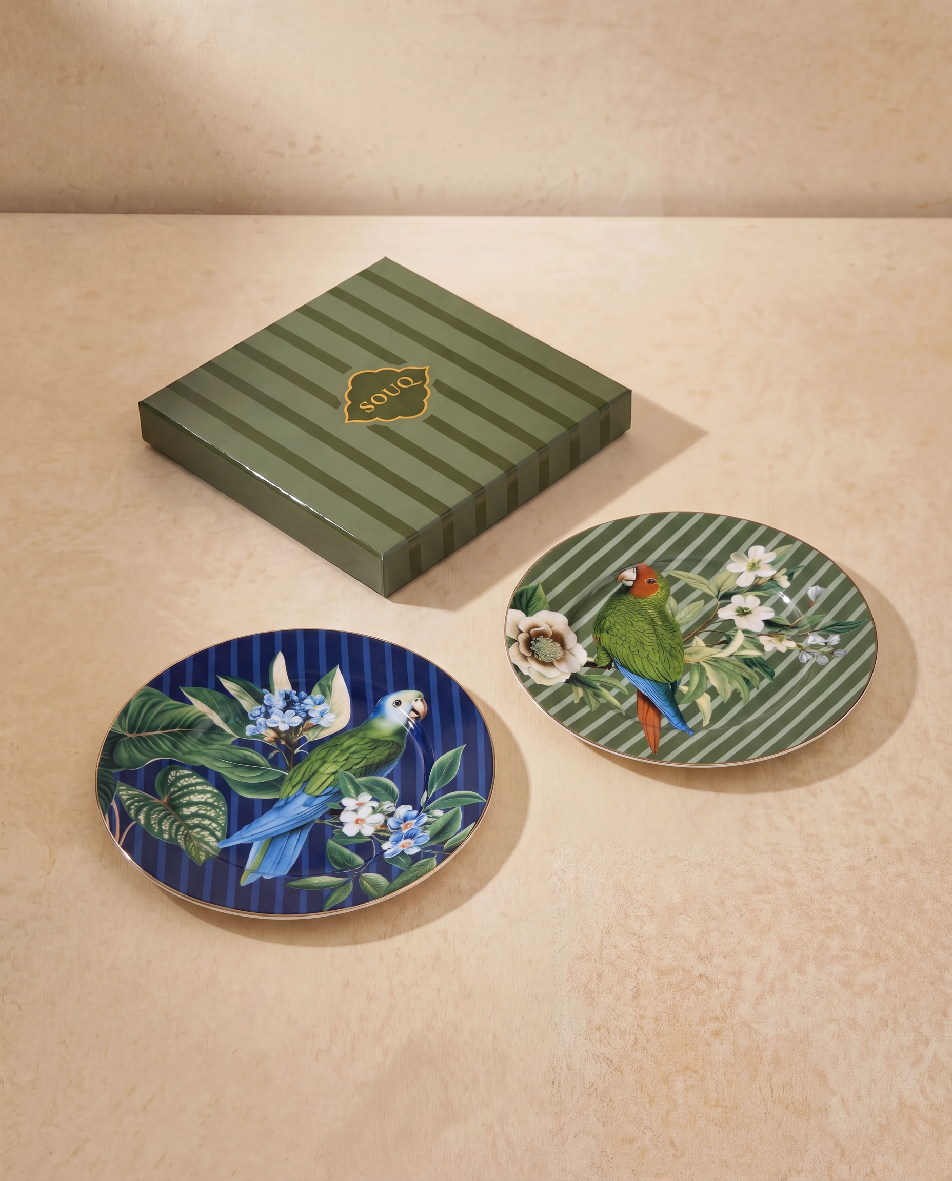 KIT DE PRATOS DE SOBREMESA DE PORCELANA ESTAMPADO KITA 2PCS